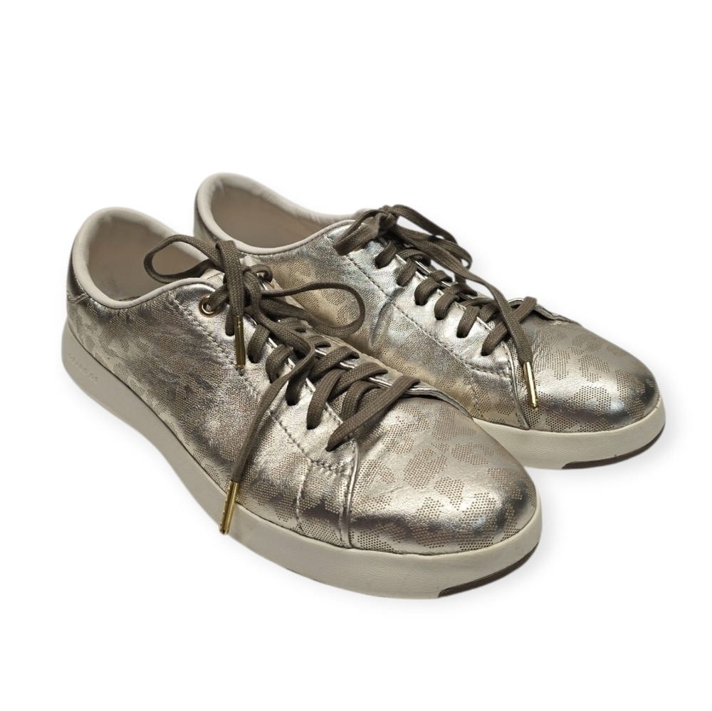 {Cole Haan} Women's Leopard Metallic Gold GrandPro Sseries Sneakers - Size 9B - Picture 1 of 12